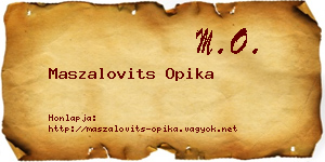 Maszalovits Opika névjegykártya
